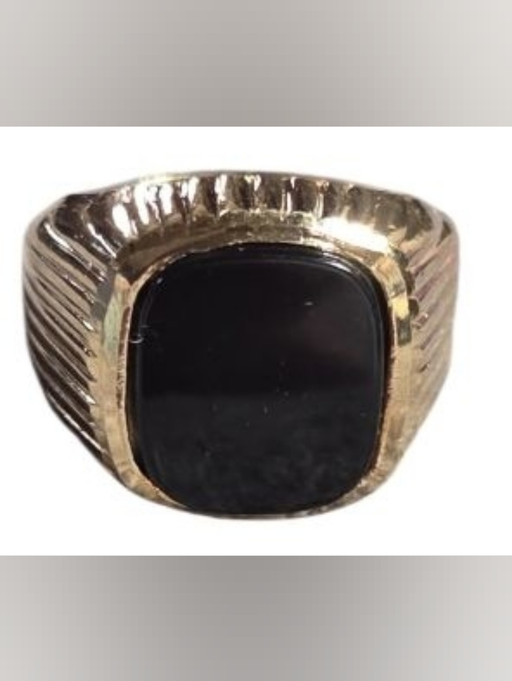 Gold-Tone Black Onyx Signet Ring for Men Size 6 Pinky Ring , Teen